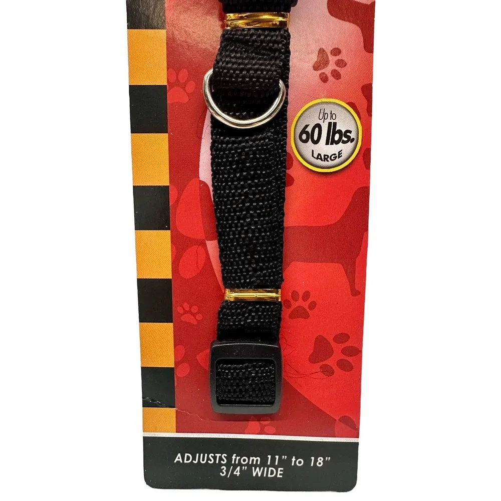 Lot Of 2 Prosperity Pet Snap Lock Dog Collar Sz-L Up To 60 lbs. Black
